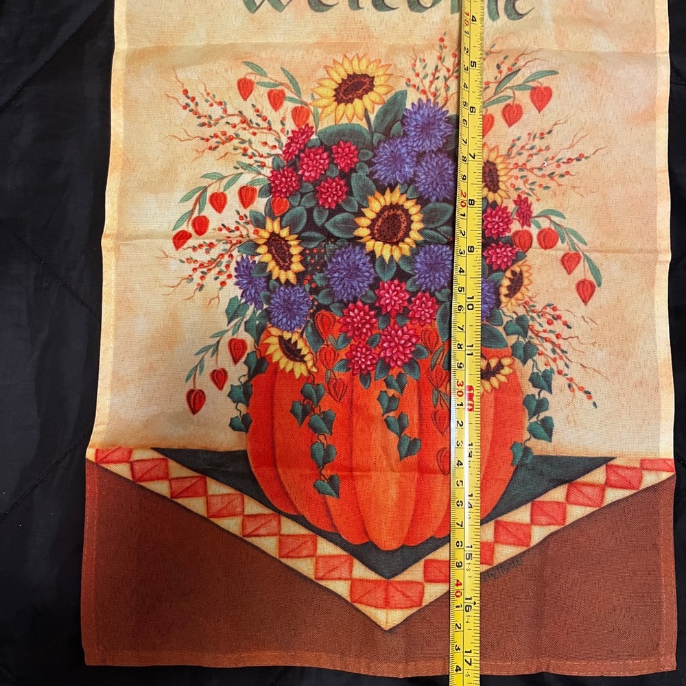 Autumn Welcome Garden Flag with Floral Pumpkin Design Thanksgiving-Halloween New